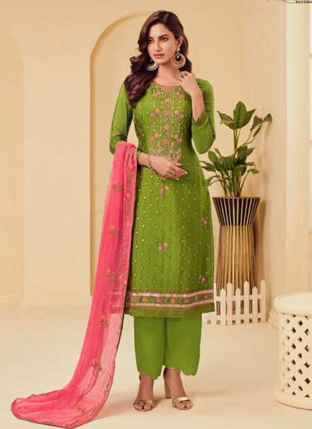 Green Colour ALIZEH MURAD VOL 2 Designer Heavy Festive Wear Georgette Embroidery Work Salwar Suit Collection 2010